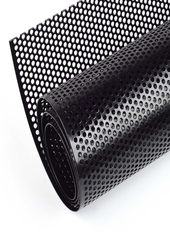 AggAuto Universal 40"x13" Car Grill Mesh - Aluminum Alloy Automotive Grille Insert Bumper Perforated Metal Sheet Round Hole 4mm, One of the Most Multifunctional Shape Grids 100x33cm Black - Image 1